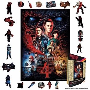 Stranger Things Wooden Jigsaw Puzzle in wooden gift box - Fight for Hawkins